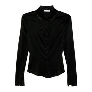 Patrizia Pepe Fitted Acetate Shirt With Classic Collar - NWT
